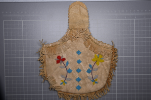 Image of Fringed pouch with bead embroidered flowers