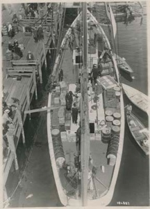 Image of Deck view of the BOWDOIN before departure for the North