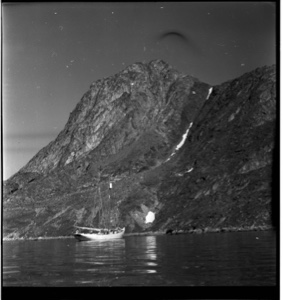 Image of Coastal mountaiin and schooner ATTAPA
