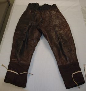 Image of Pair of leather, reindeer fur lined pants