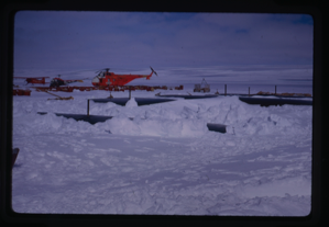 Image of Helicopter in Temp. Argentine Camp Near Edge of Shelf