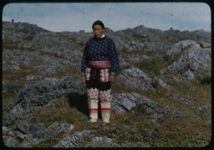 Image: Eskimo [Inuk] woman in traditional pants and boots