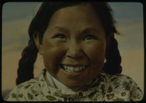 Image of Eskimo [Inuk] woman, close-up