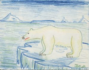 Image of [polar bear on ice; notecard]