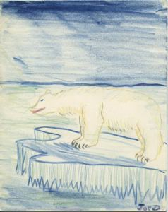Image of [polar bear on ice; notecard]