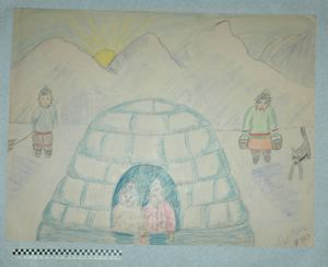 Image of [people around a snow house]