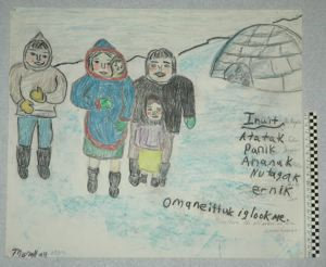 Image: [family outside a snow house]