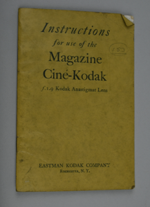 Image: Instruction booklet for 16 mm Magazine Cine Kodak motion picture camera 