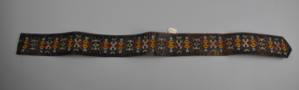 Image: Belt with multicolored leather design and patterned cotton lining