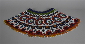 Image of Beaded collar with green border, red pattern with blue, white, and green accents