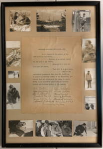 Image of Letter from crew voting to make Miriam MacMillan honorary crew member, framed