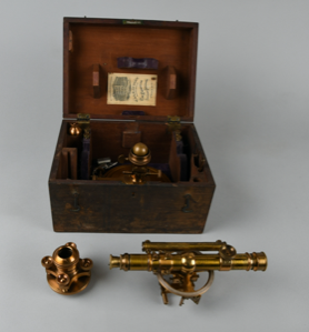 Image of Scope, base, and case of sextant
