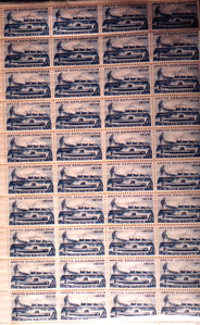 Image of 1 plate block of stamps, commemorative of Arctic Exploration 1909-1959