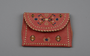 Image of red leather mosaic work change purse