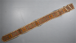 Image of brown mosaic belt with red gingham lining