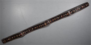 Image of black mosaic belt with blue chambray lining