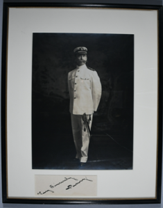 Image: Admiral Robert E. Peary in naval attire with sword; Peary's signature