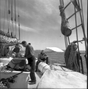 Image: Deck scene passing iceberg