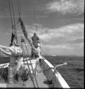 Image: Entering Red Bay, Newfdland, Ralph Hubbard at bow