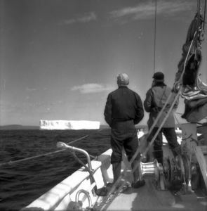 Image: Crew watching iceberg at Battle Harbor