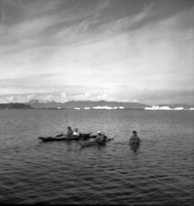 Image of Eskimos [Inuit] in Kayaks, Nugatsiak