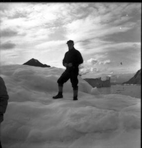 Image: Donald MacMillan on iceberg, Umanak Fjord