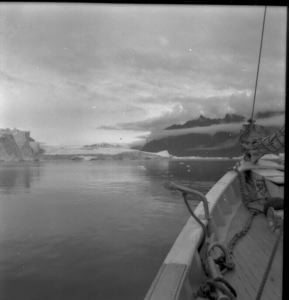 Image of Glacier foot, clouds, mountain, Umanak Fjord