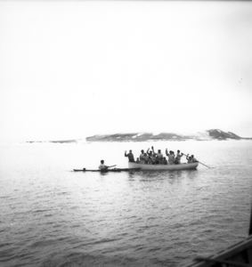 Image of Eskimos [Inuit] - open boat, Kayak