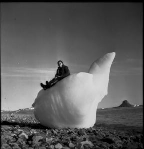 Image: Miriam MacMillan on grounded iceberg