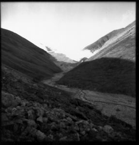Image of Ice cap, ice face, and moraine, Twin Glacier