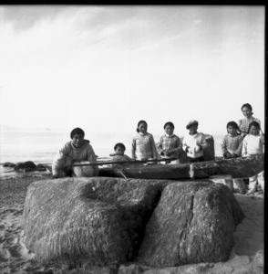 Image of Eskies [Inuit] on beach, Savigsivik