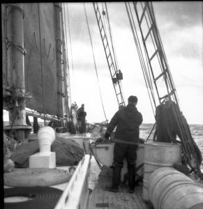 Image of Mac at wheel [no. By dory], Strait of Belle Isle