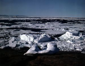 Image: Small iceberg and ice pack.