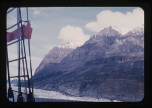 Image: coastal mountains through rigging