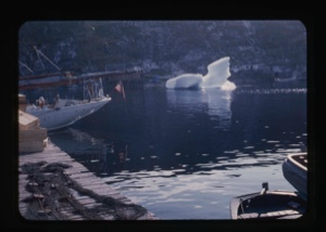 Image: Bowdoin's stern, iceberg beyond