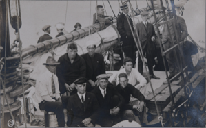 Image: Crew of the Schooner Bowdoin departing Wiscasset