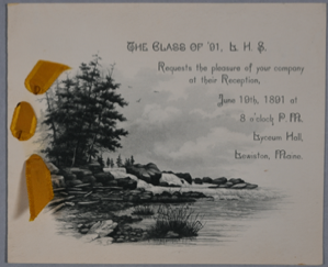 Image: Commencement reception program, class of 1891 at Lewiston High School