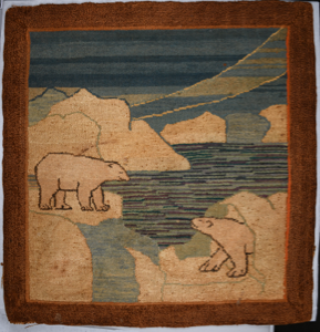 Image of Grenfell rug, two polar bears on ice 