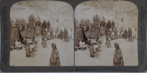 Image: An Arctic Village - Eskimos among Their topeks [Inuit village display at the World's Fair, St. Louis]
