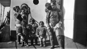 Image of Eskimo [Inuit] women and children on deck