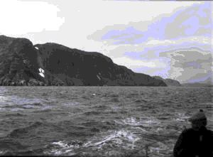 Image of View of cliff near Seaplane Cove, Louse Bay, where engine broke down and we had