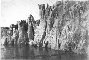 Image of Front View of the Glacier near to the Rocks over Which it is Moving
