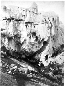 Image of The Front of the Glacier, as Seen on the Land, being Forced Over the Rocks