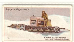 Image of Cigarette card, British Antarctic (Scott's) Exp. 1910, motor-sleigh tractor