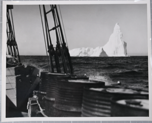 Image: Tall iceberg seen from the deck of the Schooner Bowdoin.