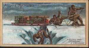 Image of Cigarette Card, A Sledge Party Crossing a Cravasse