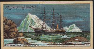 Image of Cigarette Card, The "Terra Nova" arriving off Cape Evans, Feb. 1911