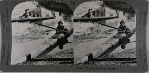 Image of stereo view card: Eskimo [Inuit] Kayak