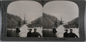 Image: stereo view card: Peary ships in Greenland