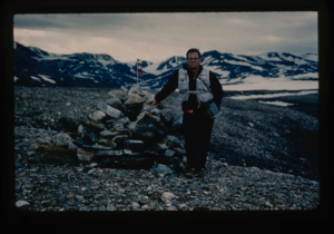 Image of [Peary's] Cairn at Cape Morris Jesup. Dr. William E. Davies, Geologist 